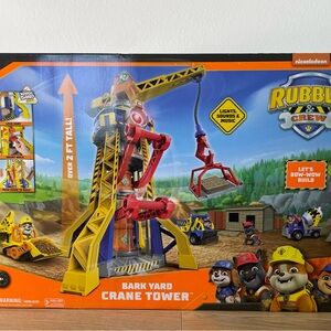 Paw Patrol Rubble & Crew Bark Yard Crane Tower Set with Action Figure & Vehicle